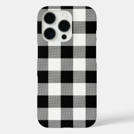 White Black Buffalo Plaid iPhone 16 Proケース