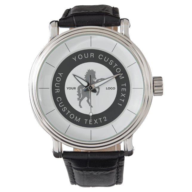 White & Black Businessロゴカスタムブランド 腕時計 (正面)