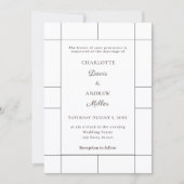 White black checked modern Wedding  招待状 (正面)