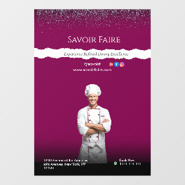 White Black Chef Restaurants and Food Lovers ウィンドウサイン