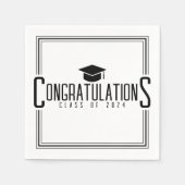 White & Black Congratulations Class Of Graduation スタンダードカクテルナプキン (正面)