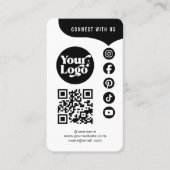White Black Connect With Us QRコード 5 ソーシャルメディア 名刺 (正面)
