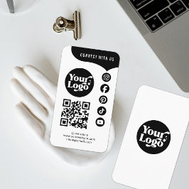 White Black Connect With Us QRコード 5 ソーシャルメディア 名刺