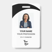 White/Black Corporate Employee Photo ID, QR Code バッジ (正面)