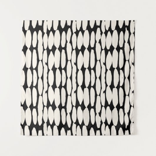 White black dot pattern. shibori circle seamless. タペストリー (正面)