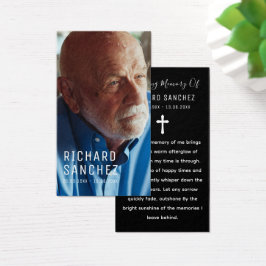 White & Black Elegant Photo Funeral Prayer Cards