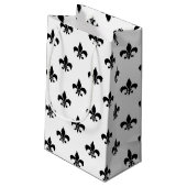 White Black Fleur De Lis Delicate Mardi Gras スモールペーパーバッグ (裏面アングル)