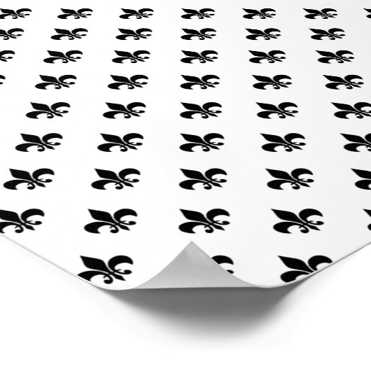 White Black Fleur De Lis Delicate Mardi Gras ポスター (角)