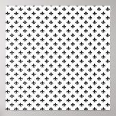 White Black Fleur De Lis Delicate Mardi Gras ポスター (正面)