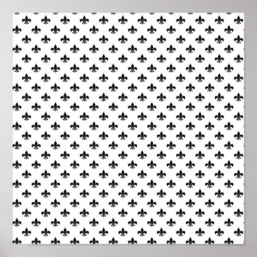 White Black Fleur De Lis Delicate Mardi Gras ポスター (正面)