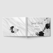 white & black flowers gray botanical marble ゲストブック (全面)