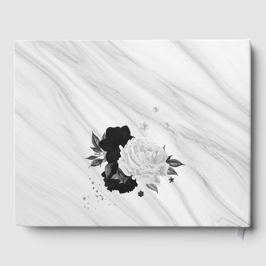 white & black flowers gray botanical marble ゲストブック (裏面)
