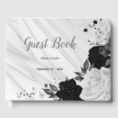 white & black flowers gray botanical marble ゲストブック (正面)