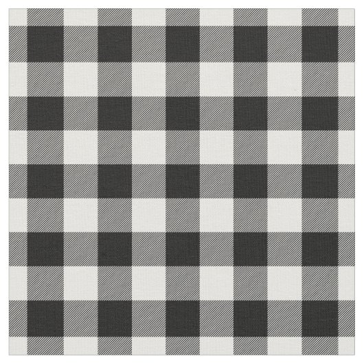 White & Black Gingham Plaid ファブリック (クローズアップ)