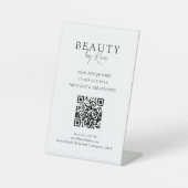 White & Black Minimal Elegant Salon QR-Code 台座サイン (正面)