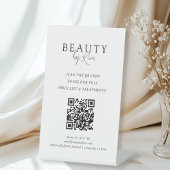 White & Black Minimal Elegant Salon QR-Code 台座サイン