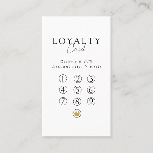  White & Black  Minimal Salon QR Code Loyalty 名刺 (正面)