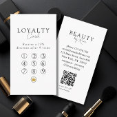  White & Black  Minimal Salon QR Code Loyalty 名刺