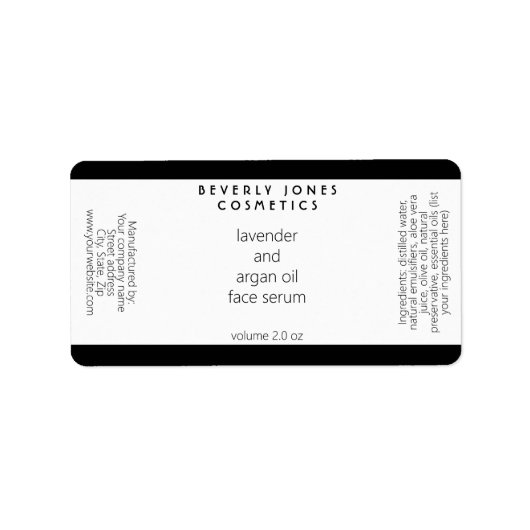 White & Black Modern Cosmetics Dropper Bottle ラベル (正面)