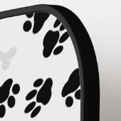 White Black Pet Dog Cat Bone Paws script ピックルボールラケット (左詳細)