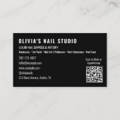White Black Qr-Code Script Line-Art Nail Salon 名刺 (裏面)