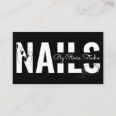 White Black Qr-Code Script Line-Art Nail Salon 名刺 (正面)