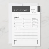 White & Black Recipe Card Digital Download 招待状 (正面)