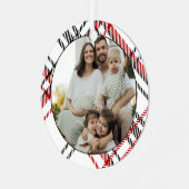 White Black Red Plaid Family Photo メタルオーナメント (正面左)