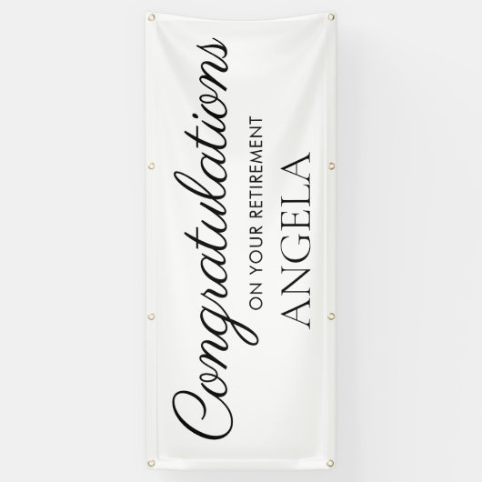White Black Retirement Congratulations 横断幕 (縦)