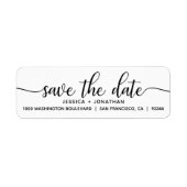 White Black SAVE THE DATE ウェディング リターンアドレス ラベル (正面)