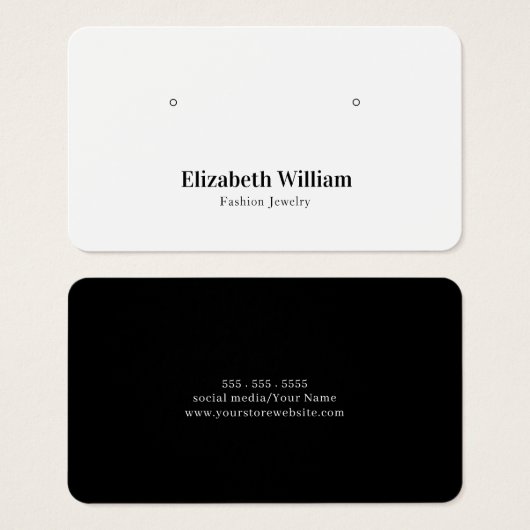 White Black Simple Elegant Earring Display Card (正面&裏面)