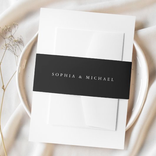 White Black Timeless Black Wedding 招待状ベリーバンド