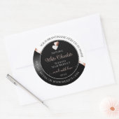 White Black Wavy Rose Gold Hearts Product Labels ラウンドシール (封筒)