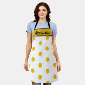 White & Black With Yellow Wildflower Photo エプロン (着用した状態)