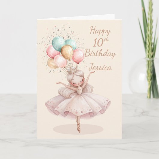 White, Blonde Ballerina 10th Birthday Card* カード (正面)