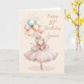 White, Blonde Ballerina 10th Birthday Card* カード (黄色い花)