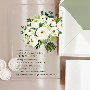 White Bloom バチェラー・ルナチョン(花嫁介添人お茶会) アクリル招待状