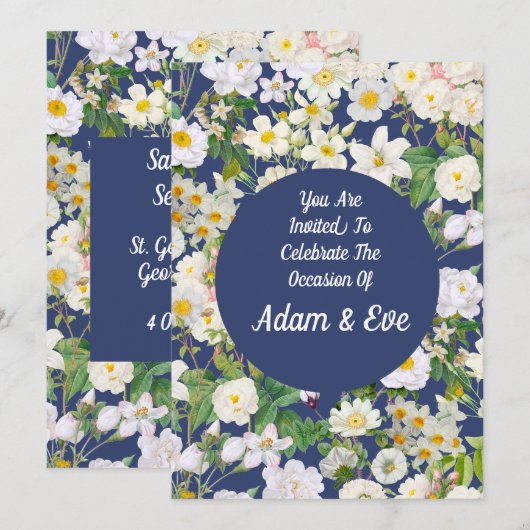 White Bloom Wedding Invitation  招待状 (正面/裏面)