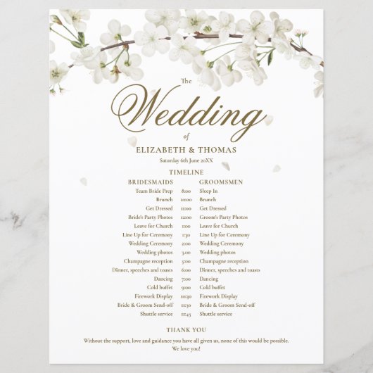 White Blossomフローラ結婚のスケジュール (正面)