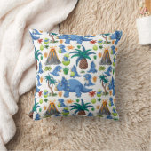 White, Blue, and Green Dinosaur Pillow クッション (ブランケット)