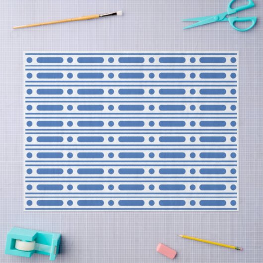 White Blue Bone Inlay Dots Border Decoupage Paper 薄葉紙 (クラフト)