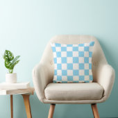 White & Blue Checkerboard Pattern Throw Pillow クッション (椅子)