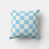 White & Blue Checkerboard Pattern Throw Pillow クッション (裏面)