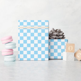 White & Blue Checkerboard Wrapping Paper Roll ラッピングペーパー
