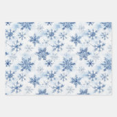 White Blue Christmas Winter Snowflakes ラッピングペーパーシート (正面)