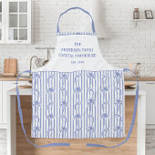 White Blue Coastal Chic Palm Trees Bows Stripes エプロン