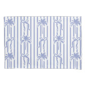White Blue Coastal Palm Trees Bows Stripes Pattern 枕カバー (正面)