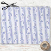 White Blue Coastal Palm Trees Bows Stripes Pattern 薄葉紙
