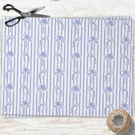 White Blue Coastal Palm Trees Bows Stripes Pattern 薄葉紙