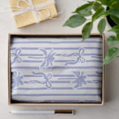 White Blue Coastal Palm Trees Bows Stripes Pattern 薄葉紙 (ギフト)